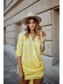 Yellow shirt dress with ruffles FG641 - Online store - Boutique